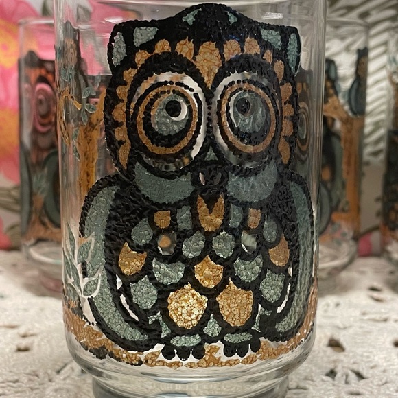 Vintage Libbey Owl/Juice/Tea Glasses/Retro Stain Glass - Picture 5 of 5
